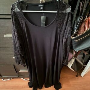 Torrid Black Lace Sleeve Blouse